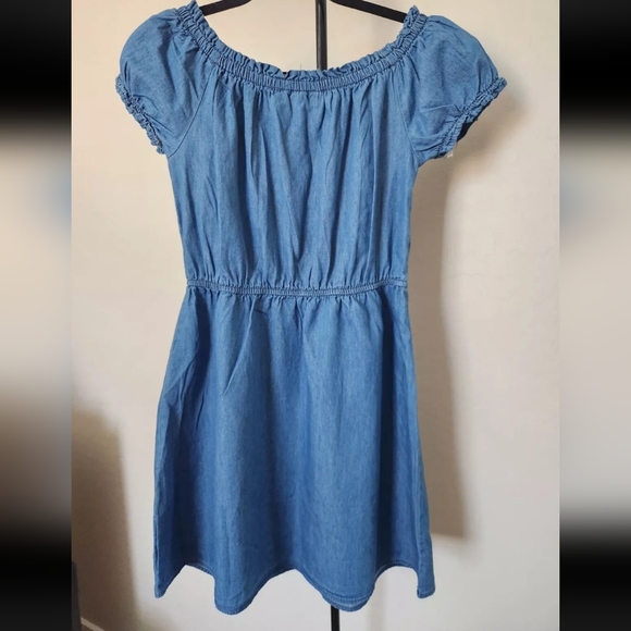 NWT Speed Limit Denim Lightweight Drawstring Ruffle Sleeve Casual Dress Size M - Picture 3 of 10